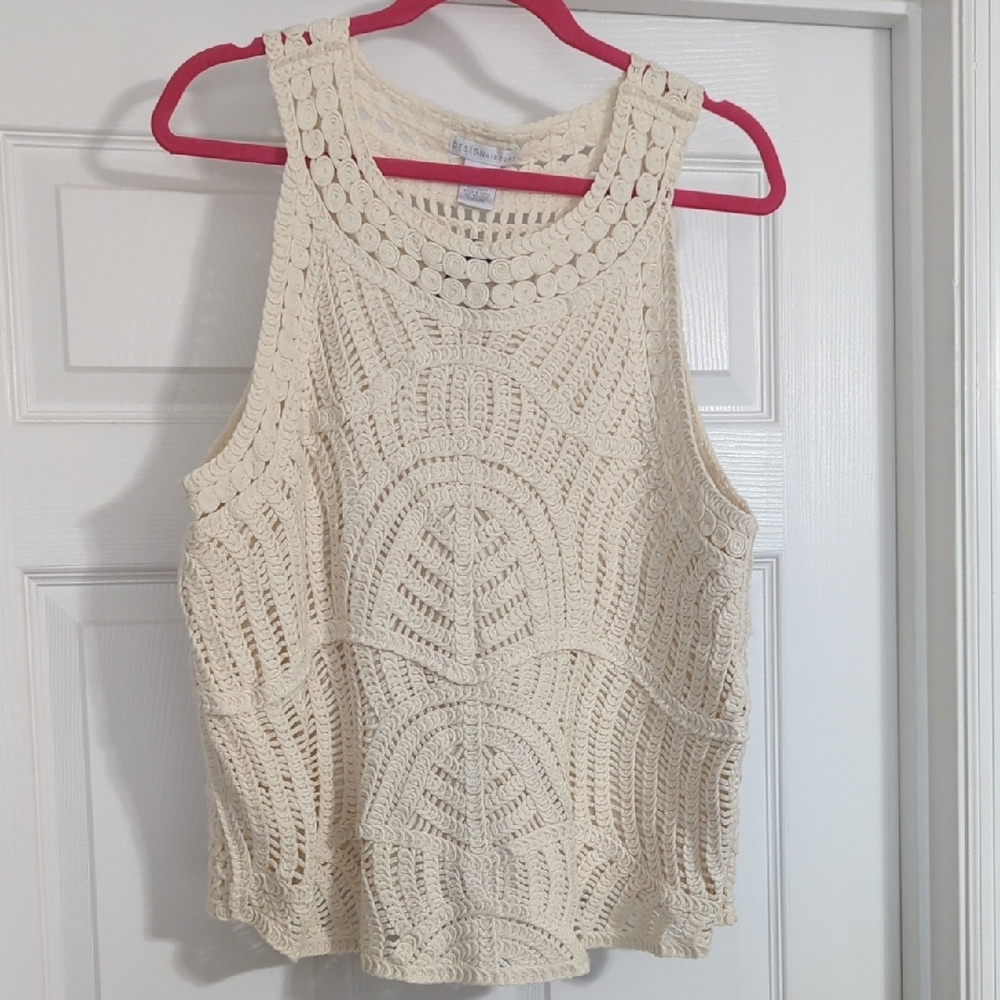 Cream Crochet Sleeveless Top
